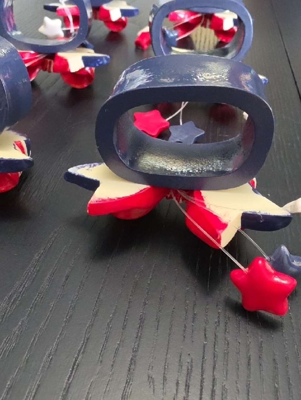 4th Of July Patriotic Napkin Rings with Star Charms - Red, White & Blue S/6 - Picture 15 of 16